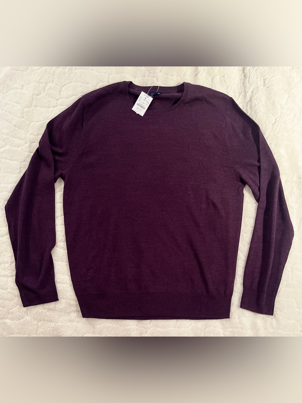 NWT J.Crew Factory Merino Wool-Blend Crewneck Sweater in Plum size L